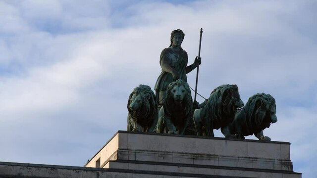 Chariot Statue on Munich Victory Gate. High quality video footage