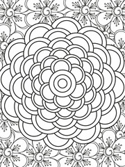 Doodle floral pattern in black and white. A page for coloring book: very interesting and relaxing job for children and adults. Zentangle drawing. Flower carpet in a magic garden
