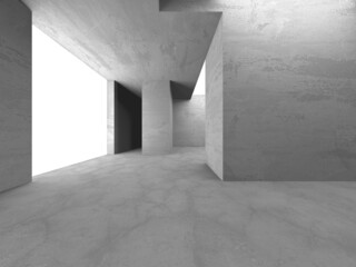 Obraz premium Dark Concrete Wall Architecture. Empty Room