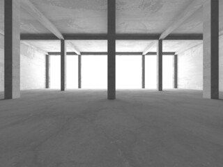 Dark Concrete Wall Architecture. Empty Room