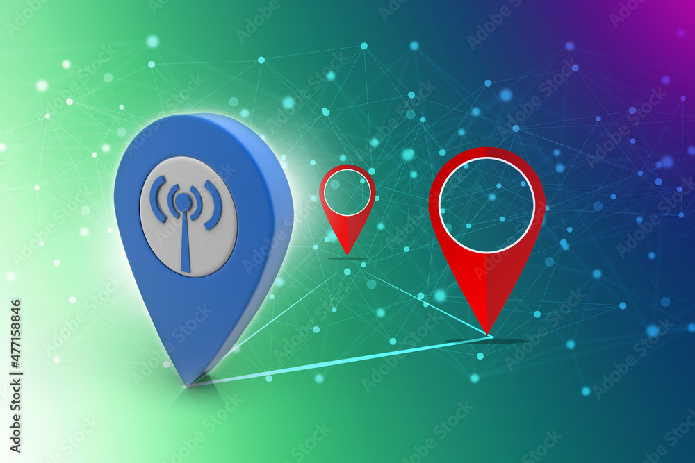 Poster 3d rendering mobile phone data with navigation sign