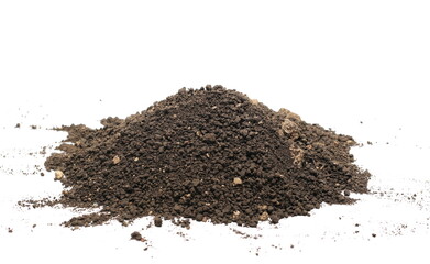 Pile dirt, soil isolated on white background, with clipping path