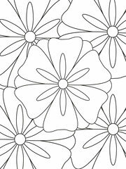 Doodle floral pattern in black and white. A page for coloring book: very interesting and relaxing job for children and adults. Zentangle drawing. Flower carpet in a magic garden