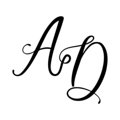 da, ad, Calligraphic signature icon. Wedding Logo Monogram. modern symbol. Couples logo for wedding