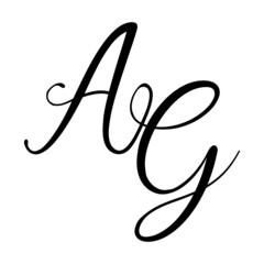 ga, ag, Calligraphic signature icon. Wedding Logo Monogram. modern symbol. Couples logo for wedding