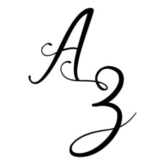 za, az, Calligraphic signature icon. Wedding Logo Monogram. modern symbol. Couples logo for wedding