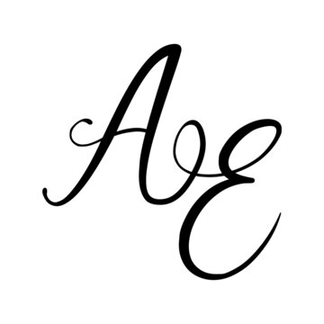 ea, ae, Calligraphic signature icon. Wedding Logo Monogram. modern symbol. Couples logo for wedding