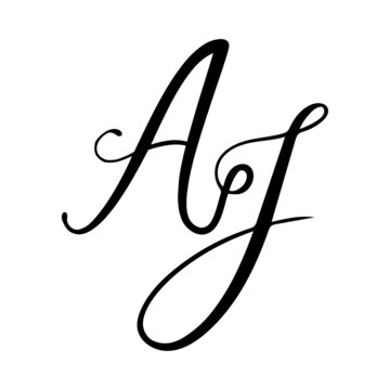 ja, aj, Calligraphic signature icon. Wedding Logo Monogram. modern symbol. Couples logo for wedding