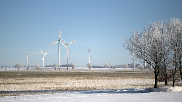 wind turbines in winter