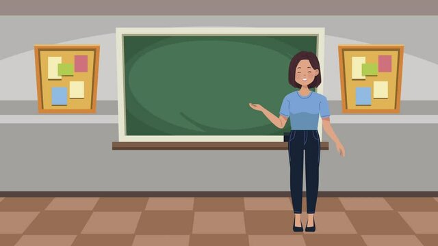 school teacher in classroom animation