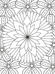 Doodle floral pattern in black and white. A page for coloring book: very interesting and relaxing job for children and adults. Zentangle drawing. Flower carpet in a magic garden