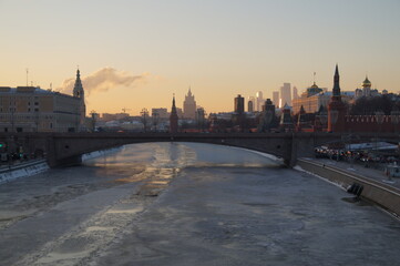 Fototapeta premium sunset over the river