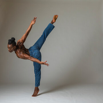 Studio shot of man dancing