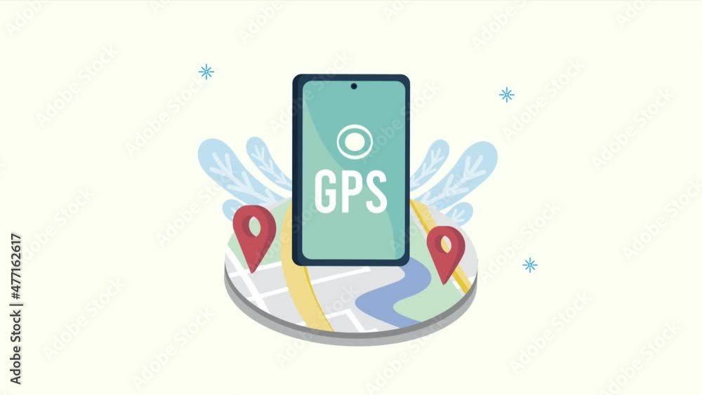 Poster gps location mark in map and smartphone device
