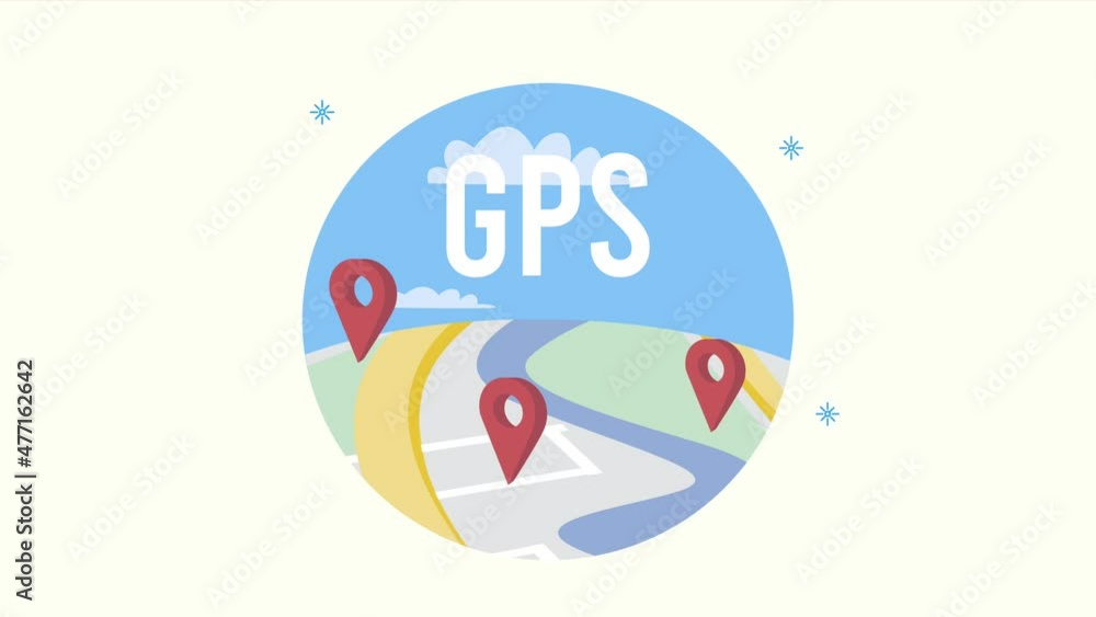 Poster gps location service pin in map animation