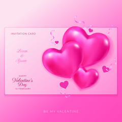 Obraz na płótnie Canvas Be My Valentine Invitation Card Elegant Design With Love Illustration Pink Color 