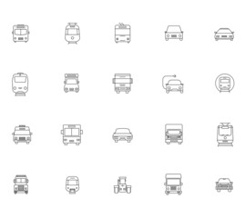 Big transport vector icon set. Front view of cars