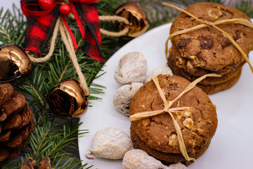 Obraz na płótnie Canvas Christmas motifs. Delicious cookies for Santa.