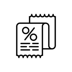 Naklejka premium Store sale: shop receipt with percentage sign. Thin line icon. Modern vector illustration.