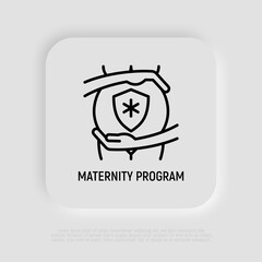 Maternity program, pregnancy insurance thin line icon. Modern vector illustration.