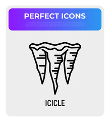 Icicle thin line icon. Modern vector illustration of ice spike.