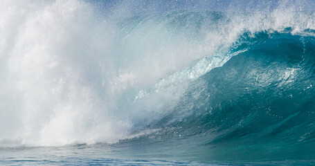 Big tropical ocean wave of high surf water