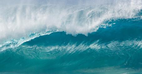 Fototapeta na wymiar Big tropical ocean wave of high surf water