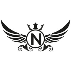 wings logo, Eagle Bird abstract Logo design vector And N Logotype, Transportation Concept
