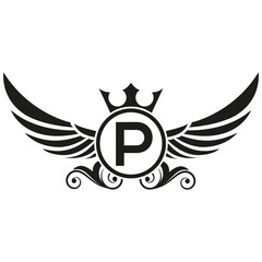 wings logo, Eagle Bird abstract Logo design vector And P Logotype, Transportation Concept