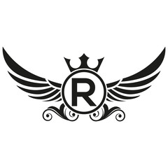 wings logo, Eagle Bird abstract Logo design vector And R Logotype, Transportation Concept