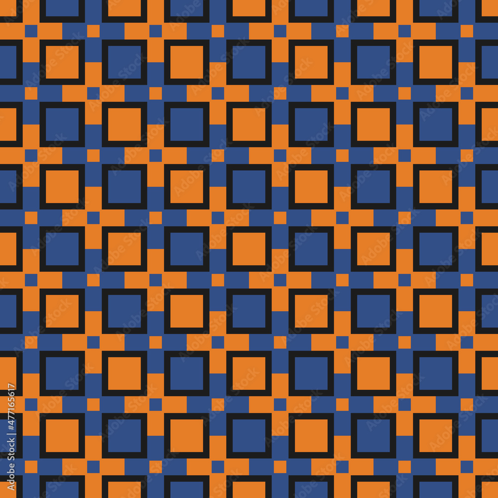 Poster Orange and blue alternating tiles. Vector with a simple pattern of tiles or crosses.