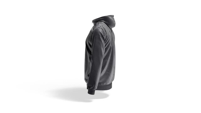 Blank black windbreaker with zipper mock up, looped rotation