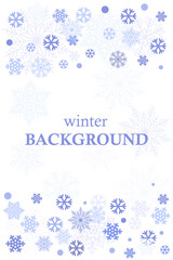 Naklejka na ściany i meble Winter background with snowflakes vertical, background with winter snow and free space for text, logo, photo, pattern for decorating pages, sketchbook, notebooks, books, posters, banner, etc, festive 