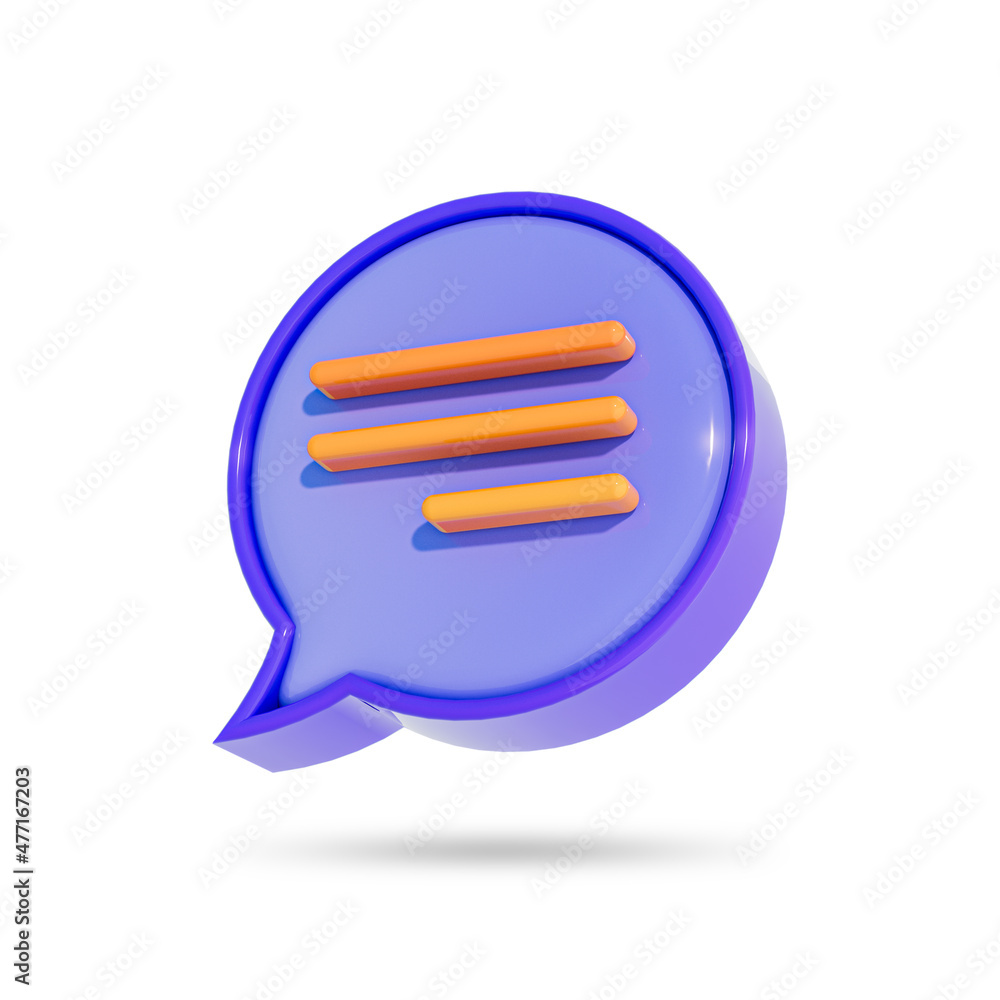 Aufkleber chat message comment icon on speech bubble realistic symbol on white background 3d render concept