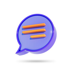 chat message comment icon on speech bubble realistic symbol on white background 3d render concept