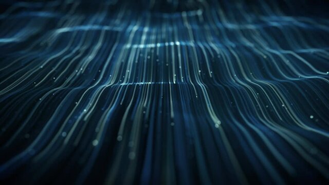 Abstract Light Fiber Strings Flowing Background Loop/ 4k animation of an abstract wallpaper technology background with flowing powerful speed stroke patterns and depth of field seamless looping