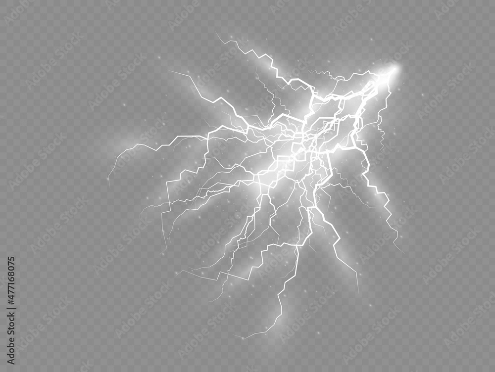 Poster set of zippers, thunderstorm and effect lightning.