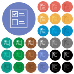 Ballot paper outline round flat multi colored icons