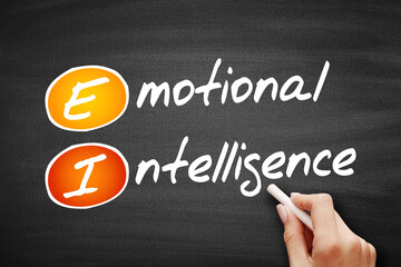 EI - Emotional Intelligence, business concept on blackboard