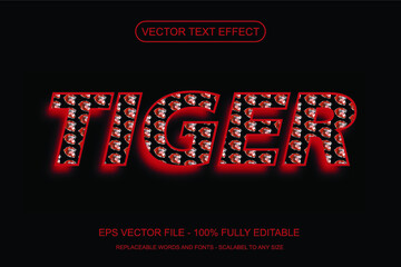 red tiger text effect and editable text effect Premium Vector