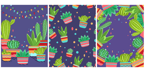 Set of cactus cards