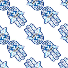 Evil eye seamless pattern. Magic, witchcraft, occult symbol, line art collection. Hamsa eye, magical eye, decor element