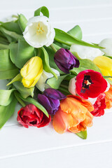 Obraz premium Holiday easter spring colorful tulips.