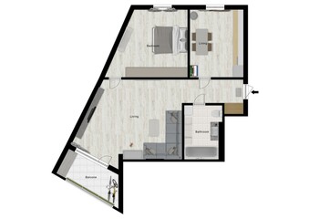 3D Floor plan of a home, 3D illustration. Open concept living apartment layout