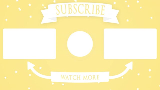 End Screen Channel Outro Interactive Element On Yellow Background. Animation For Promoting Videos and Subscribing For Vloggers And Other Content Creators.	