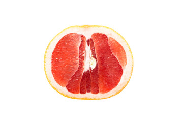 Fresh grapefruit with cut in half isolated on white background. Top view     