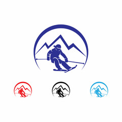 modern snow skateboard logo vector