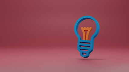 bulb minimal icon Symbol in 3D rendering isolated on red background