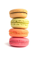 Stack of homemade macaroons isolated on white background.