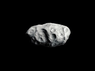 asteroid with many craters in space